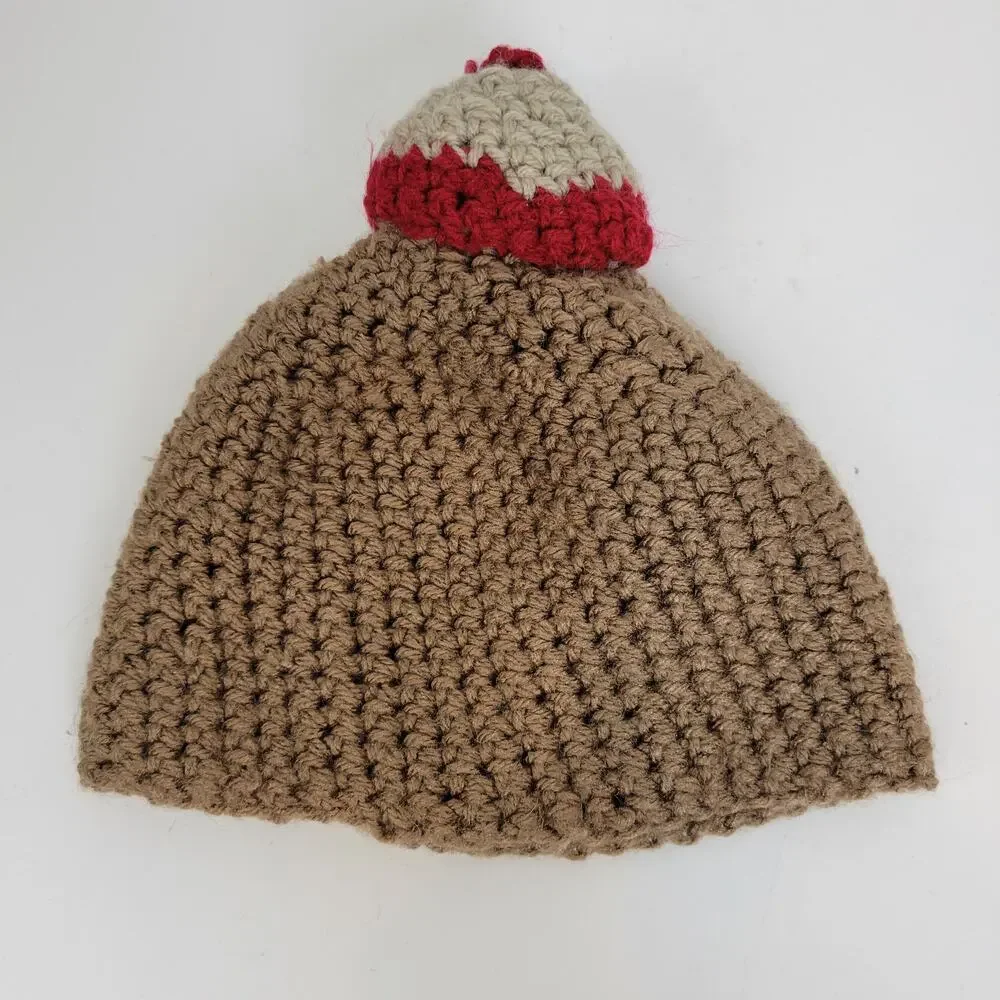 Toddler Hat One Size Brown Knitted Winter Kids Fashionable Hat